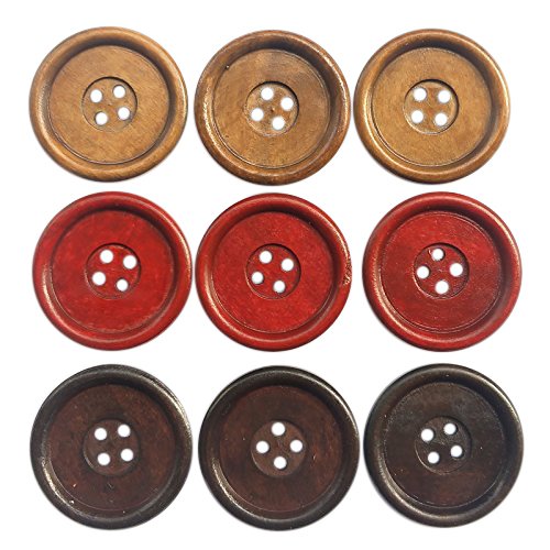 Chenkou Craft 30 runde Holzknöpfe, 40 mm, 4 Löcher, gemischt von Chenkou Craft