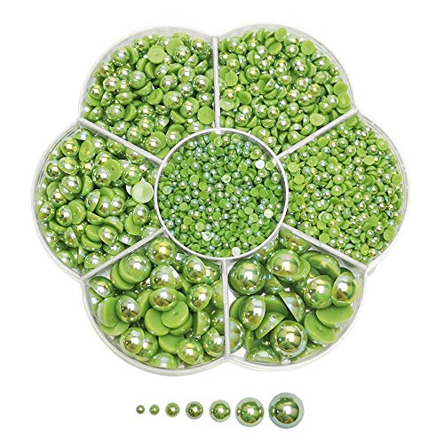 Chenkou Craft 3000 Stück 1 Box grüne, runde flache Rückseite, halbe Perlen, lose Perlen (grüne halbe Kugel) von Chenkou Craft