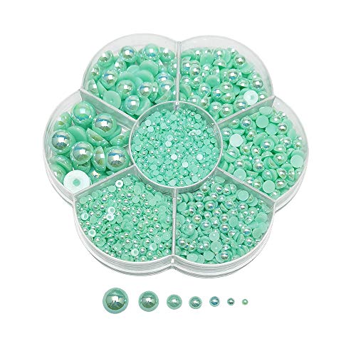 Chenkou Craft 3000 Stück 1 Box minzgrüne runde flache Nachahmung Halbperlen Perlen Edelstein (minzgrüne halbe Kugel) von Chenkou Craft