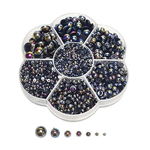 Chenkou Craft 3000 Stück 1 Box schwarze, runde flache Rückseite Imitate Halbperlen Perlen Edelstein (schwarze Halbkugel) von Chenkou Craft