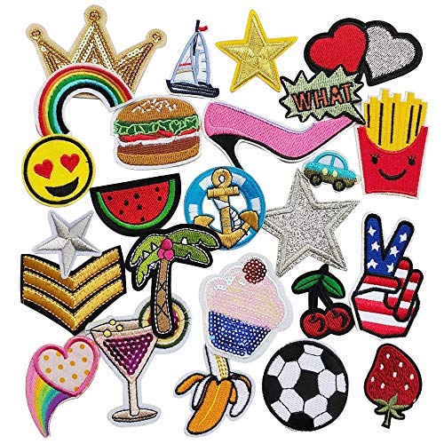 Chenkou Craft Bügelbilder zum Aufbügeln oder Aufnähen, Aufnäher, gestickt, zufällig sortiert, 25 Stück Chenkou Craft Bügelbilder zum Aufbügeln oder Aufnähen, Aufnäher, gestickt, zufällig sortiert, 25 Stück von Chenkou Craft