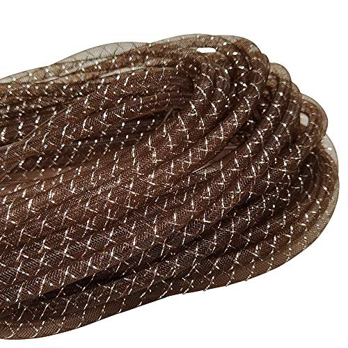 Chenkou Craft Coffee 12 Yards Solid Mesh Tube Deco Flex für Kränze Handwerk (Kaffee, 3/8 Zoll (8 mm) von Chenkou Craft