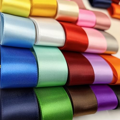 Chenkou Craft Doppelseitiges Polyester-Satinband, 20 m, 40 mm, Bastelset, Haarschleife, Schmuckherstellung, mehrfarbig, 40 mm, R0683 von Chenkou Craft