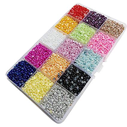 Chenkou Craft 18000 Stück sortierte 15 Farben halbe flache Rückseite Imitationsperlen Perlen 3 mm Edelsteine Scrapbook Handwerk DIY Perlen + Kunststoff-Box Chenkou Craft 18000 Stück sortierte 15 Farben halbe flache Rückseite Imitationsperlen Perlen 3 mm Edelsteine Scrapbook Handwerk DIY Perlen + Kunststoff-Box von Chenkou Craft