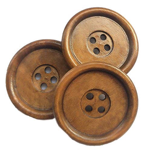 Chenkou Craft Holzknöpfe, groß, 40 mm, rund, 4 Löcher, zum Basteln, Nähen, Braun, 30 Stück von Chenkou Craft
