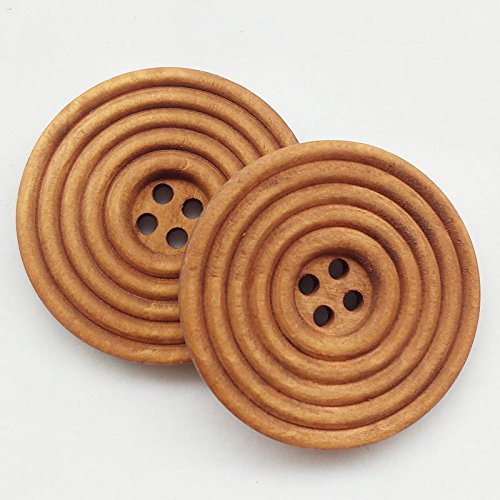 Chenkou Craft 30 runde braune Holzknöpfe, 40 mm, 4 Löcher, zum Basteln, Nähen, 30 Stück von Chenkou Craft