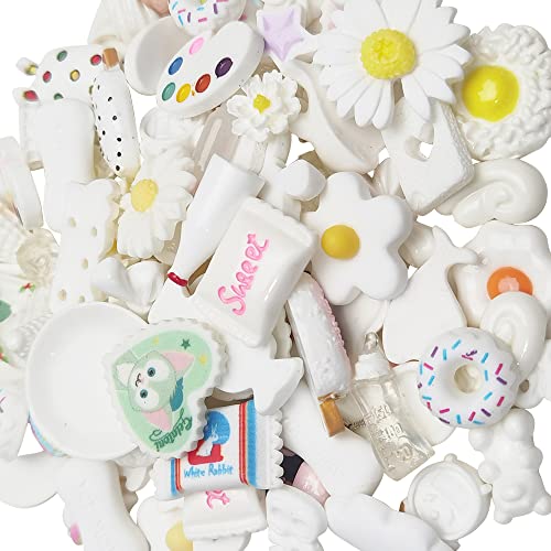 Chenkou Craft Knöpfe aus Kunstharz, flache Rückseite, zum Basteln, 50 Stück, Weiß Chenkou Craft Knöpfe aus Kunstharz, flache Rückseite, zum Basteln, 50 Stück, Weiß von Chenkou Craft