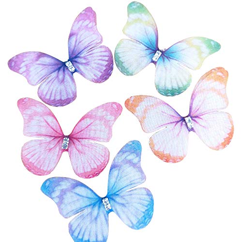 Chenkou Craft Organza-Schmetterling, 20 Stück, 50 mm, 2 Schichten, Schleifen, Basteln, Hochzeit, Ornament, Applikationen (Organza-Schmetterling) von Chenkou Craft