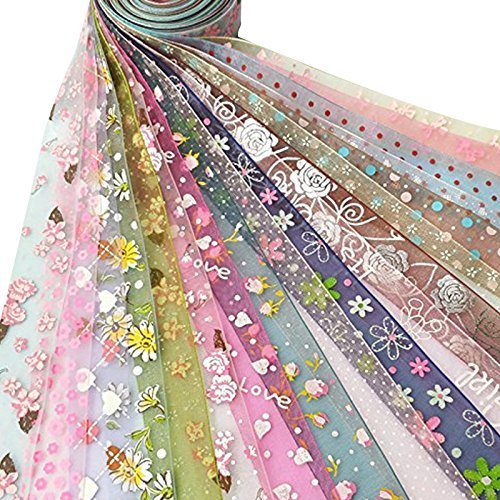 Chenkou Craft Organzaband mit verschiedenen Punkten, Schleife, Blume, Herz, Rose, 25 mm Chenkou Craft Organzaband mit verschiedenen Punkten, Schleife, Blume, Herz, Rose, 25 mm von Chenkou Craft