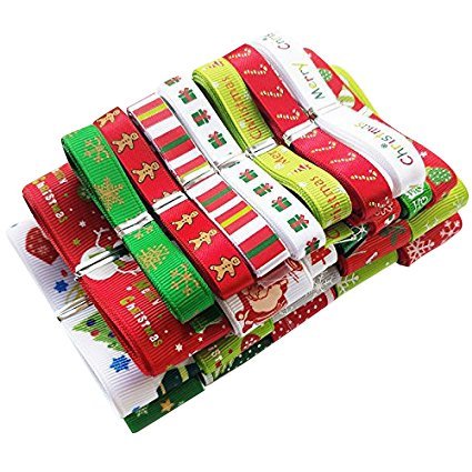 Chenkou Craft Ripsband mit Aufschrift "Merry Christmas", Polyester, 22 m von Chenkou Craft
