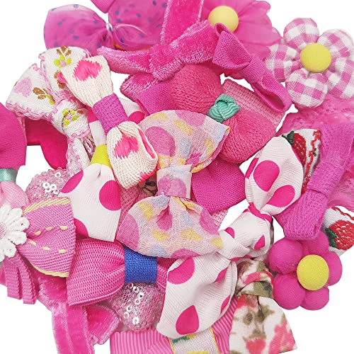 Chenkou Craft Stoffband, Blumen, Schleifen, Hot-Pink, zufällige Auswahl, 20 Stück von Chenkou Craft