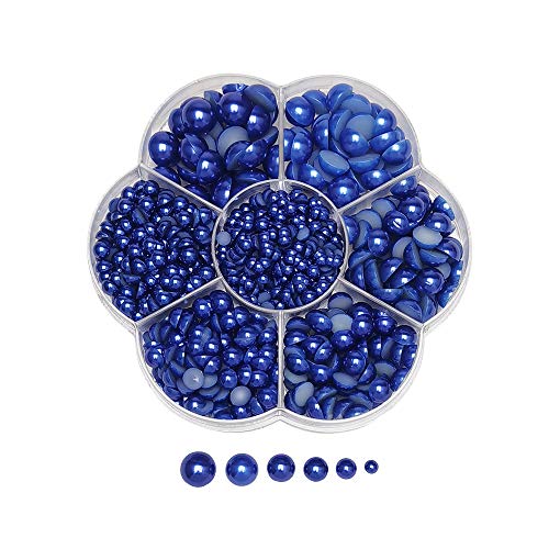 Chenkou Craft Zufällige Halbperlenperlen, flache Rückseite, flache Rückseite, 7 Größen (3/4/5/6/7/8/10 mm), marineblau, 1900 Stück von Chenkou Craft