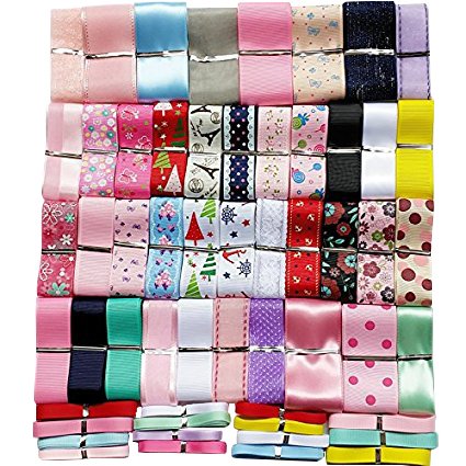 Chenkou Geschenkbänder aus Organza und Polyester zum Basteln, 50 m, sortiert in verschiedenen Größen und Farben von Chenkou Craft