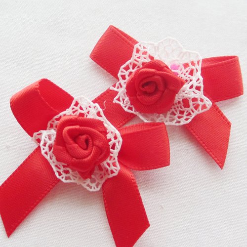 Rosen von Chenkou mit Schleifen und Bändern, tolle Hochzeitsdekoration zum Selbermachen, 40 Stück rot von Chenkou Craft