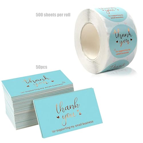 Dankeskarte mit Aufschrift "Thank You for Supporting My Small Business Card" und Aufkleber, Goldfolie, Dankeskarte für Einzelhandel, Paketeinsatz, Dankeskarten-Set von Chenxi Studio