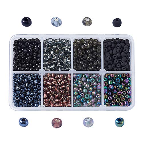 Cheriswelry 1 Schublade Glaskernperlen, metallisiert, durchscheinend, Teppich, Silber gekant, 8 Stile Pony Perlen, kleine tschechische Glasperlen für Schmuckherstellung, 4 mm von Cheriswelry