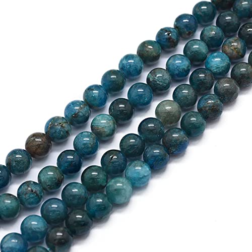 Cheriswelry 1 Strang, natürliche Apatit-Perlenstränge, 8 mm, runde Kugel-Abstandshalter, Edelstein-Perlen-Charms für Schmuck-, Halsketten-, Armbänder-Herstellung von Cheriswelry