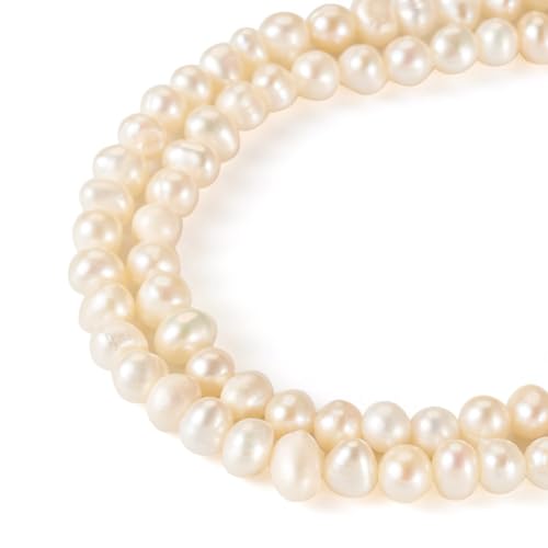 Cheriswelry 1 Strang natürliche Kartoffelperlen, Süßwasserperlen, fast rund, 3,5 ~ 6 mm, für selbstgemachte Halsketten, Armbänder, Ohrringe, Schmuckherstellung, ca. 70 ~ 76 Stück Cheriswelry 1 Strang natürliche Kartoffelperlen, Süßwasserperlen, fast rund, 3,5 ~ 6 mm, für selbstgemachte Halsketten, Armbänder, Ohrringe, Schmuckherstellung, ca. 70 ~ 76 Stück von Cheriswelry