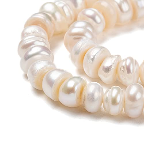 Cheriswelry 1 Strang natürliche Perlen Barockstil Perlen Nuggets 5–6 mm Süßwasser-Zuchtperlen Abstandhalter für DIY Hochzeit Jahrestag Halskette Armband Herstellung von Cheriswelry