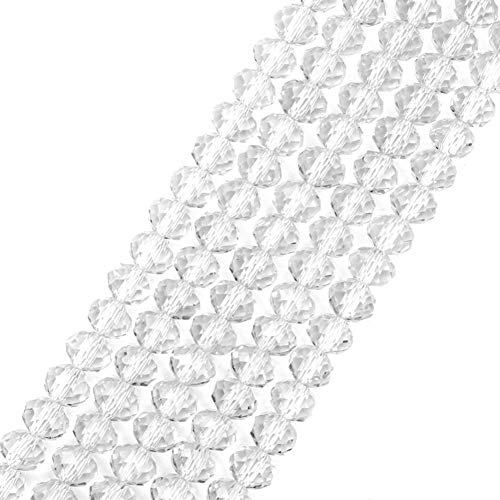 Cheriswelry 10 Stränge, facettierte Glasperlen, 4 x 3 mm, klare Kristall-Rondellen-Abstandshalter, lose Perlen für Schmuckherstellung, Loch: 0,4 mm, 48,9 cm von Cheriswelry