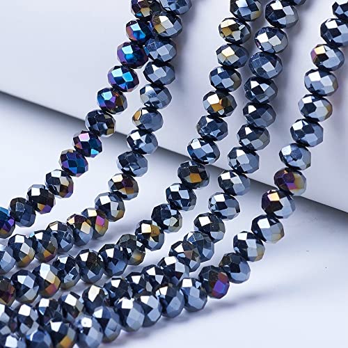 Cheriswelry 10 Stränge, facettierte Rondelle-Glasperlen, 6 mm, AB-Farbbeschichtung, Abstandshalter für Schmuck, Armband, Halsketten, Schwarz Cheriswelry 10 Stränge, facettierte Rondelle-Glasperlen, 6 mm, AB-Farbbeschichtung, Abstandshalter für Schmuck, Armband, Halsketten, Schwarz von Cheriswelry