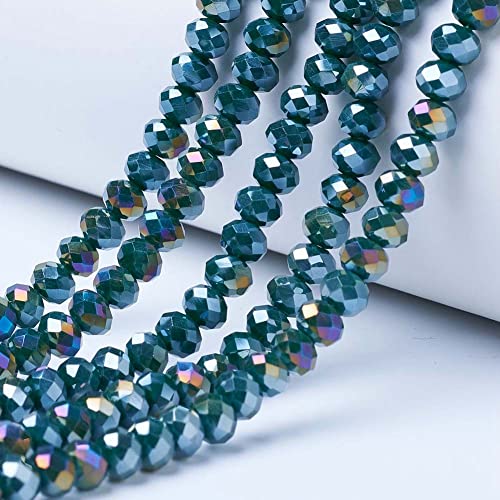 Cheriswelry 10 Stränge, facettierte Rondelle-Glasperlen, 8 mm, AB-Farbbeschichtung, Abstandshalter für Schmuck, Armband, Halsketten, Blaugrün Cheriswelry 10 Stränge, facettierte Rondelle-Glasperlen, 8 mm, AB-Farbbeschichtung, Abstandshalter für Schmuck, Armband, Halsketten, Blaugrün von Cheriswelry
