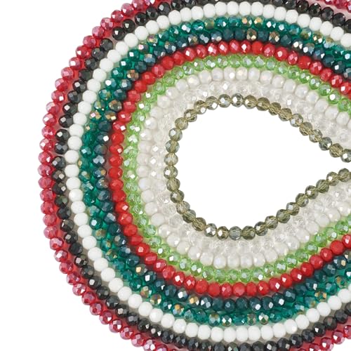Cheriswelry 10 Stränge, klare facettierte Glasperlen, galvanisiert, Kristall, Weltraumperle, bunte Rondelle-Doppelkegel-Perlen für Schmuckherstellung, Weihnachten, Heimdekoration Cheriswelry 10 Stränge, klare facettierte Glasperlen, galvanisiert, Kristall, Weltraumperle, bunte Rondelle-Doppelkegel-Perlen für Schmuckherstellung, Weihnachten, Heimdekoration von Cheriswelry