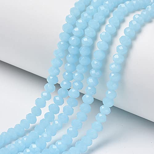 Cheriswelry 10 Stränge Rondelle Glasperlen facettiert Abstandshalter Perlen Abakus 8 x 6 mm Rocailles für Schmuck Halsketten Herstellung Basteln hell himmelblau von Cheriswelry