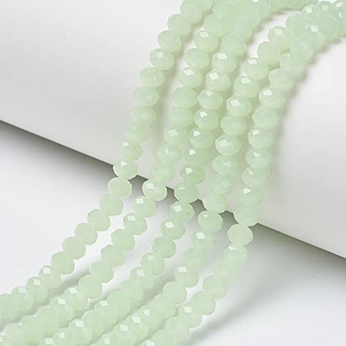Cheriswelry 10 Stränge Rondelle Glasperlen facettiert Spacer Perlen Abacus Mini 4x3mm Rocailles für Schmuck Armbänder Basteln Grün von Cheriswelry