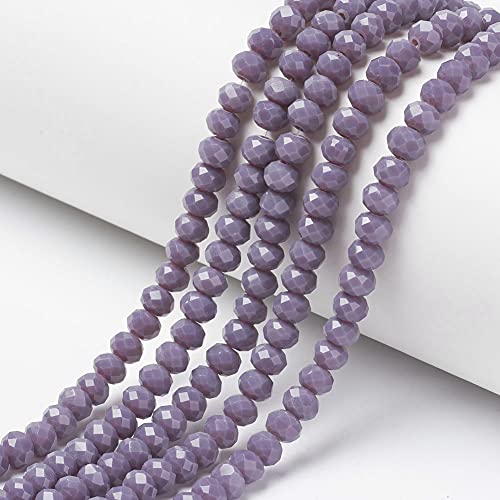 Cheriswelry 10 Stränge Rondelle Glasperlen facettiert Spacer Perlen Abacus Mini 4x3mm Rocailles für Schmuck Halsketten Basteln Lila von Cheriswelry