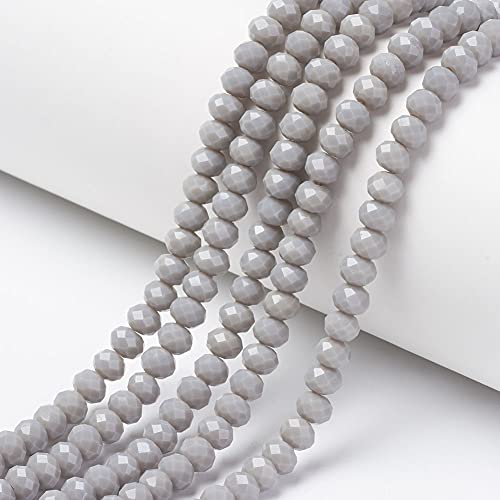 Cheriswelry 10 Stränge facettierte Glasperlen Rondelle Spacer Abakusperlen 8 x 6 mm Perlen für Schmuck Halsketten Basteln Dunkelgrau von Cheriswelry
