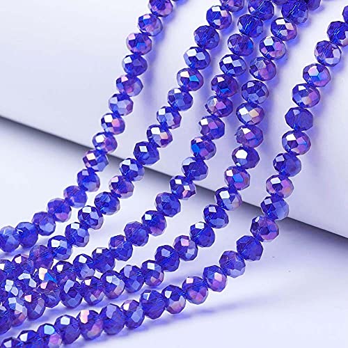 Cheriswelry 10 Stränge facettierte Rondelle-Glasperlen 4 x 3 mm transparent AB-Farb-überzogene Abstandshalter Perlen Kristall für Schmuck Armband Halskette Herstellung Blau Cheriswelry 10 Stränge facettierte Rondelle-Glasperlen 4 x 3 mm transparent AB-Farb-überzogene Abstandshalter Perlen Kristall für Schmuck Armband Halskette Herstellung Blau von Cheriswelry