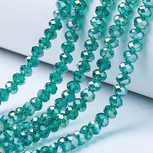 Cheriswelry 10 Stränge facettierte Rondelle-Glasperlen 8 mm transparent AB-farbig plattiert Abakus Abstandhalter Perlen für Schmuckarmbänder Halsketten Herstellung dunkles Cyan von Cheriswelry