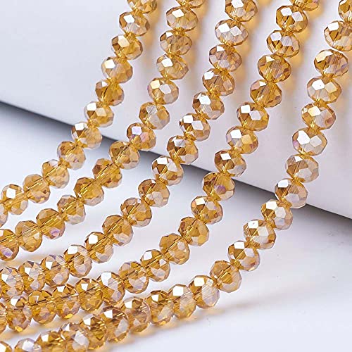 Cheriswelry 10 Stränge facettierte Rondelle-Glasperlen 8 mm transparent AB-farbig überzogen Abakus Abstandhalter Perlen für Schmuck Armband Halskette Basteln Peru von Cheriswelry