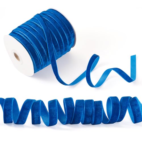 Cheriswelry 10 mm breites, einseitiges Samtband mit Spule, einfarbig, klassisch, Vintage, elegante Schleifen, Kranz, Hochzeitseinladungen, Geschenkverpackungen, Heimdekor, Blau Cheriswelry 10 mm breites, einseitiges Samtband mit Spule, einfarbig, klassisch, Vintage, elegante Schleifen, Kranz, Hochzeitseinladungen, Geschenkverpackungen, Heimdekor, Blau von Cheriswelry