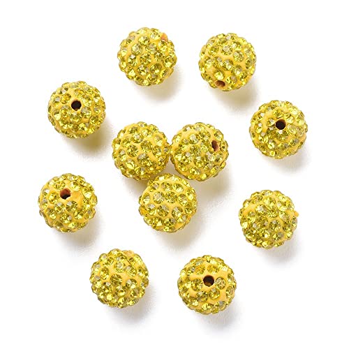 Cheriswelry 100 Stück Polymer-Ton-Pavé-Strass-Perlen, 10 mm, Kristall-Discokugel, lose Perlen, Abstandshalter für Schmuckherstellung, Gelb Cheriswelry 100 Stück Polymer-Ton-Pavé-Strass-Perlen, 10 mm, Kristall-Discokugel, lose Perlen, Abstandshalter für Schmuckherstellung, Gelb von Cheriswelry