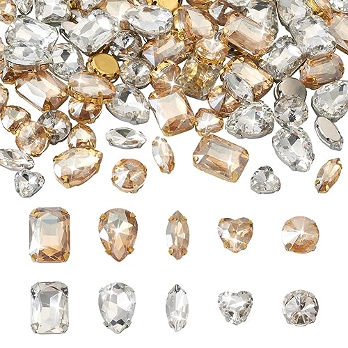 Cheriswelry 100 Stück Strasssteine zum Aufnähen, klares Glas, flache Rückseite, facettierte Kristall-Cabochons für Kleidung, Kleider-Verzierung, Topas & transparent Cheriswelry 100 Stück Strasssteine zum Aufnähen, klares Glas, flache Rückseite, facettierte Kristall-Cabochons für Kleidung, Kleider-Verzierung, Topas & transparent von Cheriswelry