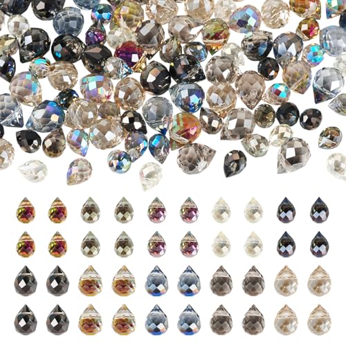 Cheriswelry 100 Stück facettierte Glasperlen in Tropfenform, klare Wassertropfen-Glasperlen, bunte Kristallperlen für Schmuckherstellung, Halskette, Armband, DIY, Basteln, Schlüsselanhänger Cheriswelry 100 Stück facettierte Glasperlen in Tropfenform, klare Wassertropfen-Glasperlen, bunte Kristallperlen für Schmuckherstellung, Halskette, Armband, DIY, Basteln, Schlüsselanhänger von Cheriswelry