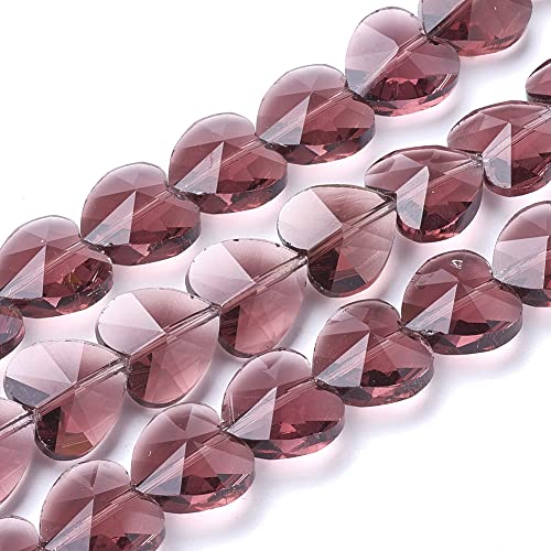 Cheriswelry 100 Stück transparente Glasperlen in Herzform, 14 mm, facettierte Herz-Kristallperlen, glatt, lose Abstandshalter-Perlen für DIY-Ohrringe, Armbänder, Halsketten, Handwerk, von Cheriswelry
