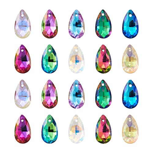Cheriswelry 100 Stück tropfenförmige Glasperlen facettierte Kristallglasanhänger Wassertropfen baumeln Charm Perlen für Armband Ohrringe Schmuckherstellung (10 Farben) von Cheriswelry