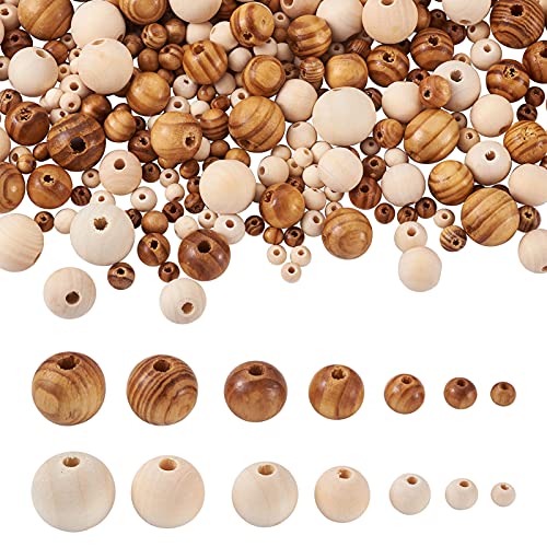 Cheriswelry 1010 natürliche runde Holzperlen, unlackiert, Rondelle-Kugel, Holz-Abstandshalter, lose Perlen für Schmuckherstellung (2 Stile, 7 Größen) von Cheriswelry