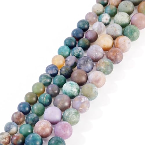 Cheriswelry 107 Stück 6/8 mm Naturstein-Perlenstränge, mattierter indischer Achat, rund, Abstandshalter, Charms für DIY-Schmuckherstellung, Armband, Ohrringe, Basteln von Cheriswelry