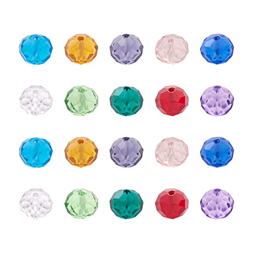 Cheriswelry 10mm facettiertes Glas Rondelle Perlen 10 Farben Briolette Kristallperlen Abstandhalter mit 1,6mm Loch für die Herstellung von Armbandschmuck, ca. 150 Stück/Karton von Cheriswelry
