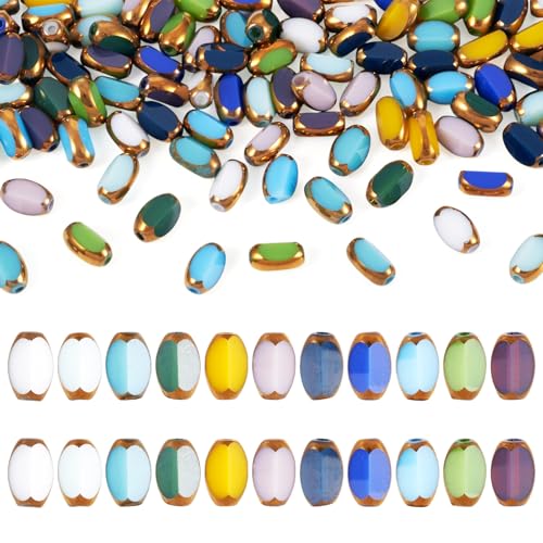 Cheriswelry 110 ovale facettierte Glasperlen, 7 mm, vergoldet, goldfarben, undurchsichtig, himmelblau, Sommeratmosphäre für Schmuckherstellung, Armband, Schlüsselanhänger, Basteln, Ohrringe Cheriswelry 110 ovale facettierte Glasperlen, 7 mm, vergoldet, goldfarben, undurchsichtig, himmelblau, Sommeratmosphäre für Schmuckherstellung, Armband, Schlüsselanhänger, Basteln, Ohrringe von Cheriswelry