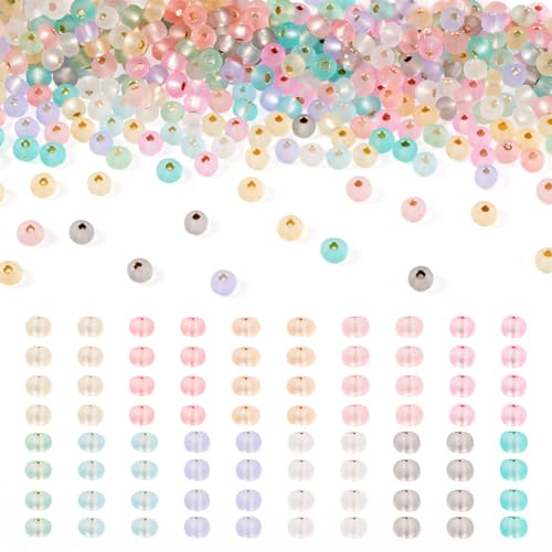 Cheriswelry 110g Frosted Glas Rocailles Mischfarbe Runde Rocailles mit Silber Gepolsterte Kleine Glas Pony Lose Perlen für Schmuck Machen von Cheriswelry