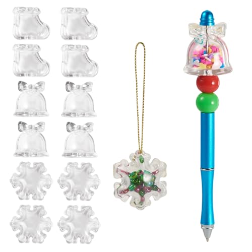 Cheriswelry 12 Stück Weihnachtsperlen, Schneeflocke, Glöckchen, Boot, Kunststoff, lose Perlen, 3D-Weihnachtsdekoration, transparente Acrylperlen, 28–36,5 mm, für Bastelarbeiten, Stifte, Armbänder Cheriswelry 12 Stück Weihnachtsperlen, Schneeflocke, Glöckchen, Boot, Kunststoff, lose Perlen, 3D-Weihnachtsdekoration, transparente Acrylperlen, 28–36,5 mm, für Bastelarbeiten, Stifte, Armbänder von Cheriswelry