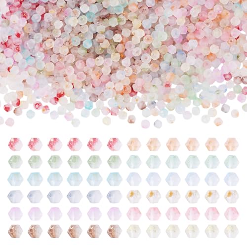 Cheriswelry 1200 Stück mattierte facettierte Glasperlen, bunt, matt, sechseckig, mit Goldfolie, Abstandshalter für Schmuckherstellung, Halskette, Bastelbedarf Cheriswelry 1200 Stück mattierte facettierte Glasperlen, bunt, matt, sechseckig, mit Goldfolie, Abstandshalter für Schmuckherstellung, Halskette, Bastelbedarf von Cheriswelry
