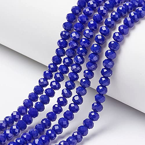 Cheriswelry 1300 Stück Rondelle blaue Glasperlen Stränge facettierte Abstandshalter Perlen Abakus Mini 4 x 3 mm Rocailles für Schmuck Armbänder Basteln von Cheriswelry