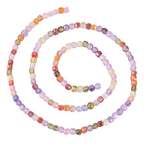 Cheriswelry 150 Stück 3,5 mm klare Zirkonia-Perlen, bunt, facettiert, würfelförmig, Kristall-Abstandshalter, Mini-Edelstein für Schmuckherstellung, Halsketten, Bastelarbeiten von Cheriswelry