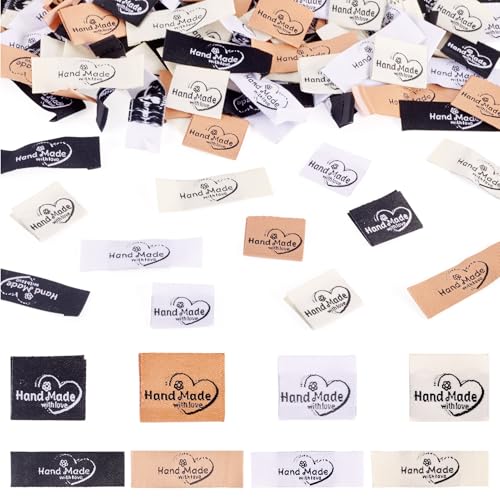 Cheriswelry 160 Stück Basteletiketten zum Nähen von Stoff, Etiketten für Stricker, Wort, handgefertigt mit Liebe, Kleidung, rechteckig, Herzen, Stoffanhänger, personalisierte Etiketten für Cheriswelry 160 Stück Basteletiketten zum Nähen von Stoff, Etiketten für Stricker, Wort, handgefertigt mit Liebe, Kleidung, rechteckig, Herzen, Stoffanhänger, personalisierte Etiketten für von Cheriswelry